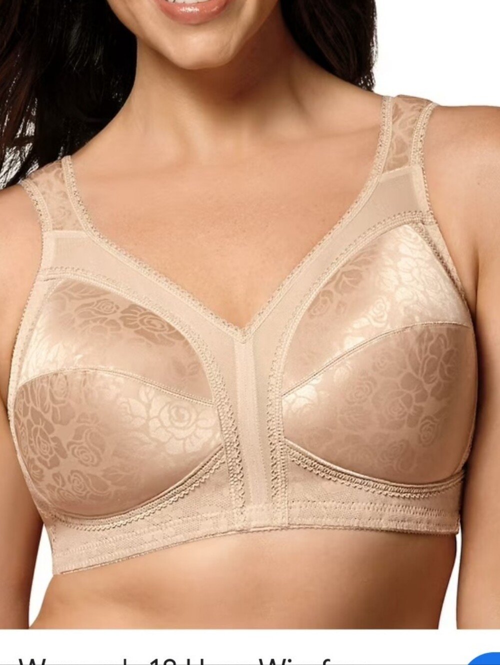 Playtex 18 Hour Wirefree Bra Comfort Strap Fuller Cups 54D Ultimate Lift Beige